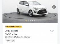 Jual Toyota Agya 2019 1.2L G A/T di Banten