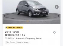Jual Honda Brio 2018 Satya E CVT di Banten